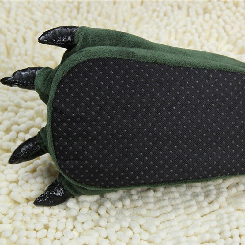 AISHNE Adult Cute Plush Animal Paw Slippers Fuzzy Warm House Shoes Green L - Image 2